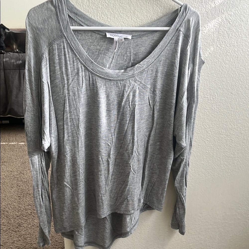 BCBGeneration Gray Asymmetrical Long Sleeve Tunic